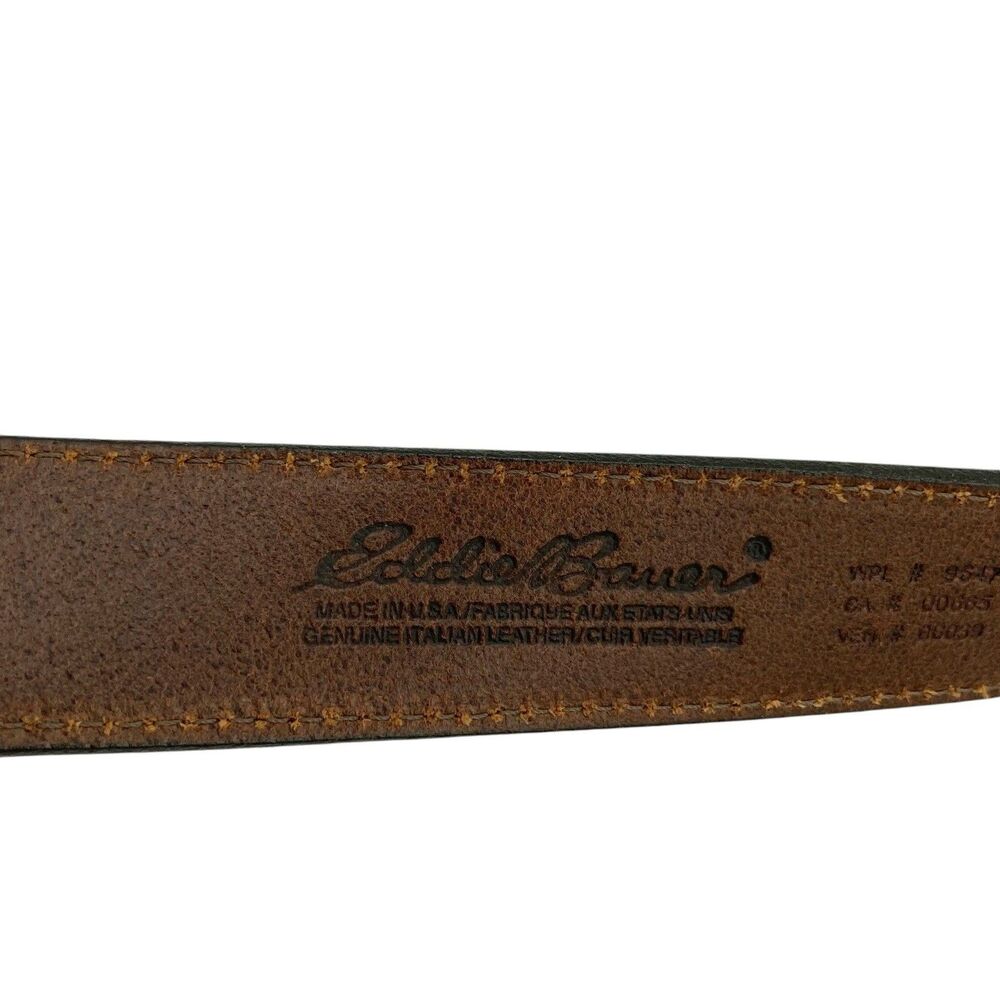 Vintage Eddie Bauer Mens Leather Belt Size 38 Solid Brass Buckle USA Made - Picture 13 of 14